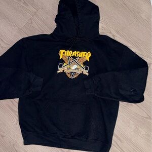 Thrasher Skateboards Black and Yellow Graphic Hoodie Medium